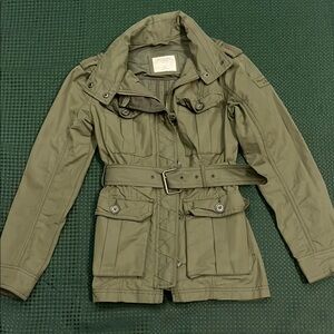 Abercrombie & Fitch Olive Green Utility Belted Jacket